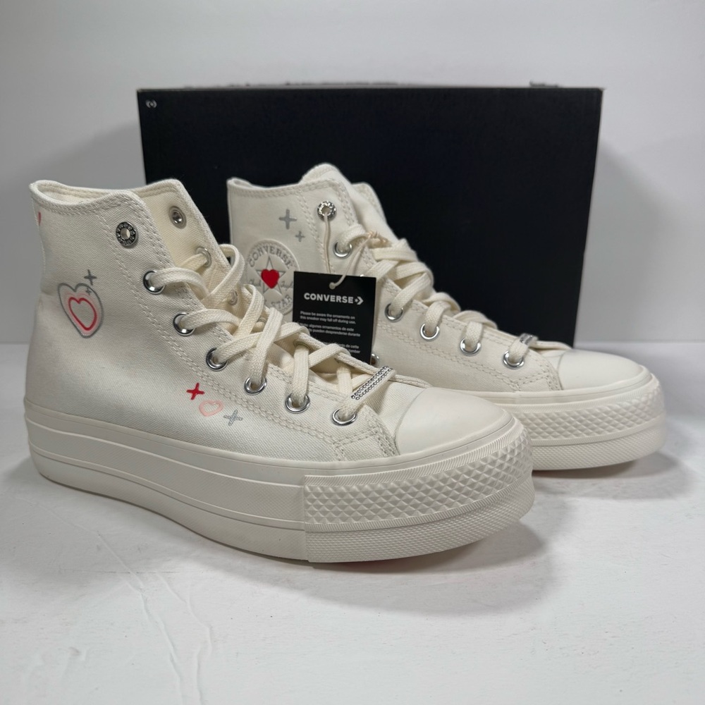 Converse CTAS Lift Hi Platform Sneakers Y2K Heart Egret Fever Dream Women 8